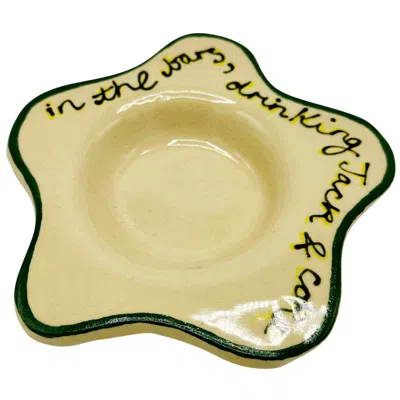 L & Clay Ceramics Black In The Bars Small Plate In Neutral