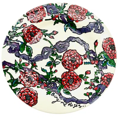 L & Clay Ceramics Bring Me Roses Side Plate In Black