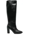 L Arianna 80mm Leather Knee-high Boots In Black