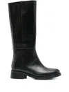 L Arianna Panelled Leather Boots In Black