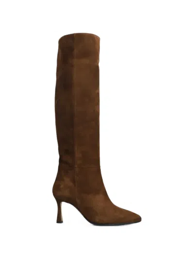 L Arianna Pointed-toe Suede Boots In Brown