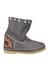 L' Artigiano Di Riccione Woman Ankle Boots Charcoal Size 5 Leather In Grey