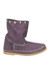 L' Artigiano Di Riccione Woman Ankle Boots Plum Size 10 Leather In Purple