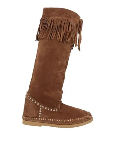 L' Artigiano Di Riccione Woman Boot Camel Size 7 Leather In Brown