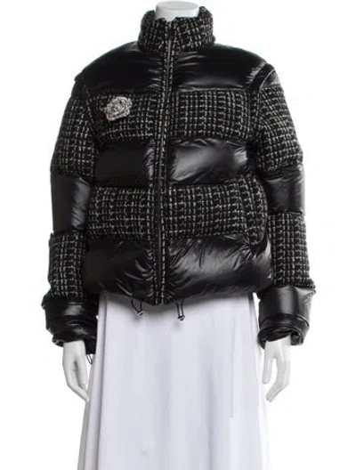 Pre-owned L. Cuppini Tweed Pattern Down Jacket In Black