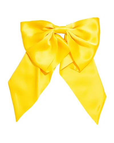 L Erickson Clara Silk Charmeuse Bow Barrette In Buttercup