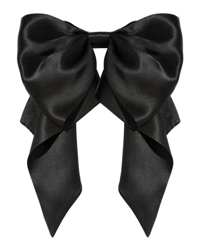 L Erickson Clara Silk Charmeuse Bow Barrette In Charmeuse Black