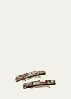L Erickson Mini Classic Rectangle Barrettes, Set Of 2 In Onyx