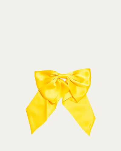 L. Erickson Usa Clara Silk Charmeuse Bow Barrette In Buttercup