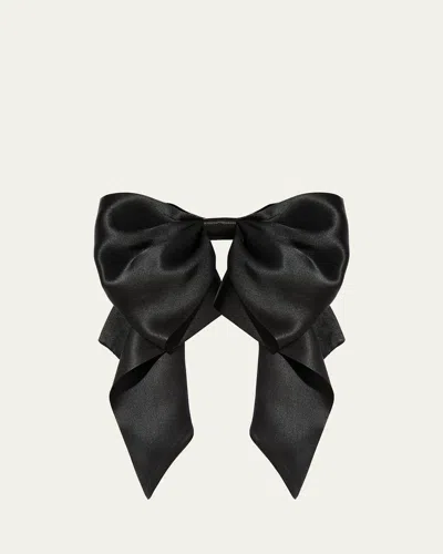 L. Erickson Usa Clara Silk Charmeuse Bow Barrette In Charmeuse Black
