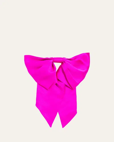 L. Erickson Usa Clara Silk Charmeuse Bow Barrette In Island Pink
