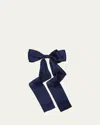 L. Erickson Usa Long Satin Bow Barrette In Navy