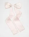 L. Erickson Usa Long Satin Bow Barrette In Rose Quartz