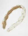L. Erickson Usa Macie Twisted Flower-print Headband In Yellow