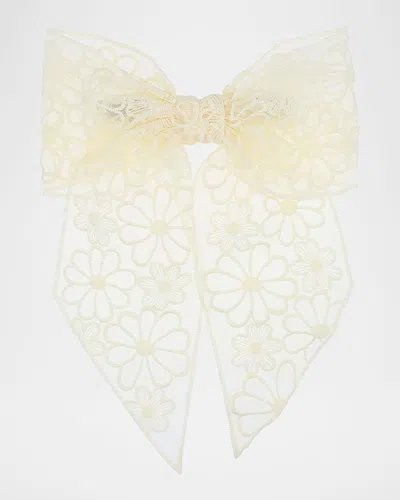 L. Erickson Usa Madelyn Floral Lace Bow Barrette In Cream