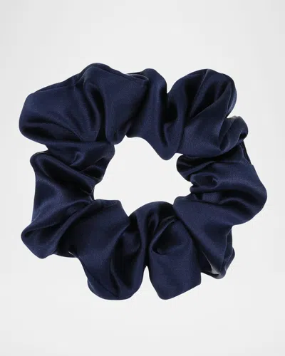 L. Erickson Usa Medium Satin Scrunchie In Charmeuse Navy