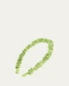 L. Erickson Usa Mini Medici Ruched Silk Headband In Silk Charmeuse Sweet Pea