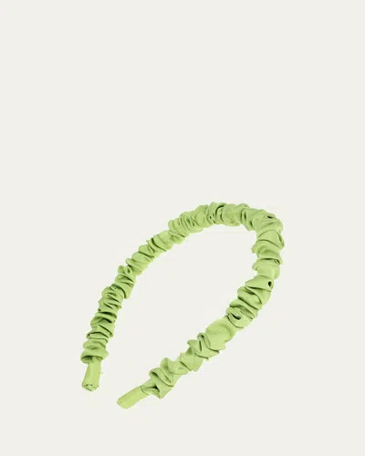 L. Erickson Usa Mini Medici Ruched Silk Headband In Silk Charmeuse Sweet Pea
