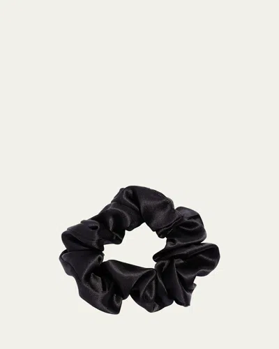 L. Erickson Usa Silky Charmeuse Medium Pony Scrunchie In Silk Charmeuse Black