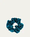 L. Erickson Usa Silky Charmeuse Medium Pony Scrunchie In Blue