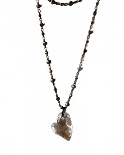 L George Women's Heart Necklace In Clear Crystal In Brown