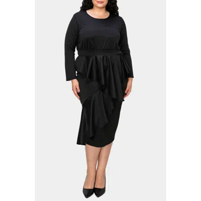 L I V D Alexandra Ruffle Bracelet Sleeve Body-con Dress In Black