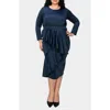 L I V D Alexandra Ruffle Bracelet Sleeve Body-con Dress In Navy