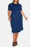 L I V D Aleyna Puff Sleeve A-line Dress In Blue