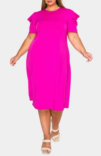 L I V D Aleyna Puff Sleeve A-line Dress In Pink
