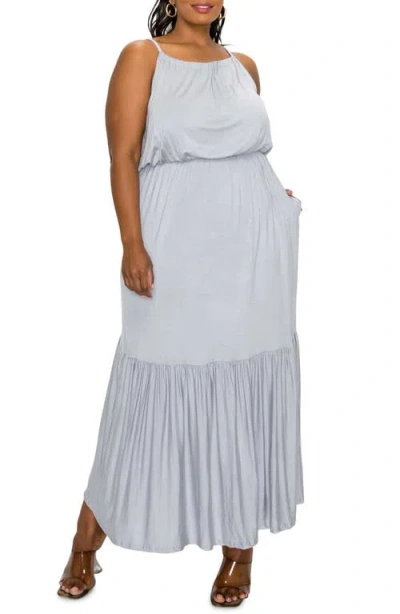 L I V D Ameli Pocket Cami Maxi Dress In Silver