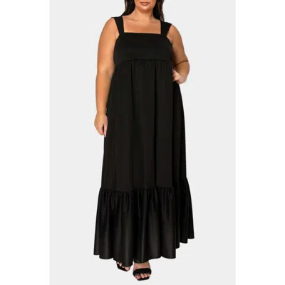 L I V D Angelika Ruffle Hem Sleeveless Maxi Dress In Black