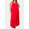 L I V D Angelika Ruffle Hem Sleeveless Maxi Dress In Red