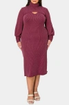 L I V D Aster Plissé Two-piece Sweater Dress In Burgundy