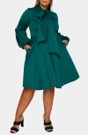 L I V D Bekah Long Sleeve Fit & Flare Dress In Green