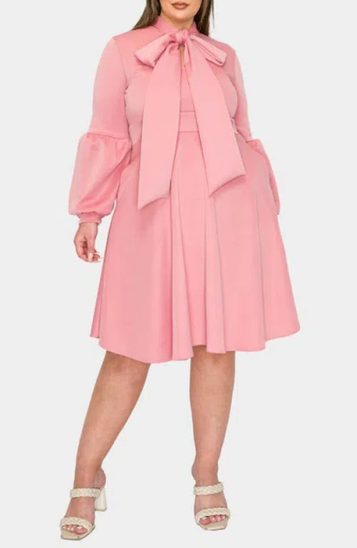 L I V D Bekah Long Sleeve Fit & Flare Dress In Light Mauve