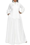 L I V D Bella Donna Long Sleeve Ribbon Tie Dress In Ivory