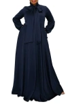 L I V D Bella Donna Long Sleeve Ribbon Tie Dress In Navy