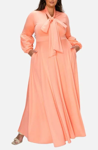 L I V D Bella Donna Long Sleeve Ribbon Tie Dress In Pink