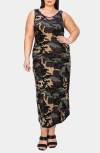 L I V D Camo Essential Tank Maxi Dress In Dark Green