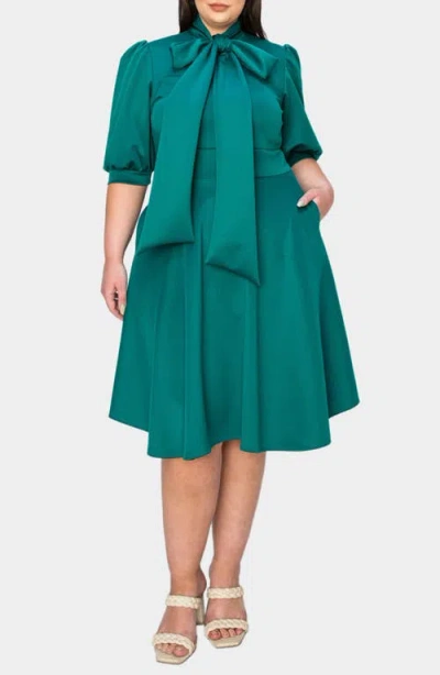 L I V D Carina Donna Fit & Flare Midi Dress In Emerald