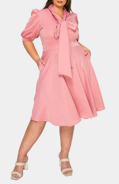 L I V D Carina Donna Fit & Flare Midi Dress In Pink