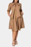 L I V D Carina Donna Fit & Flare Midi Dress In Mocha