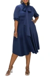 L I V D Carina Donna Fit & Flare Midi Dress In Navy