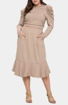 L I V D Carmen Rib Hooded Crop Top & Skirt In Light/pastel Brown