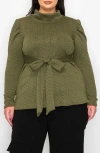 L I V D Catriona Waist Tie Mock Neck Sweater In Dark Green