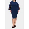 L I V D Clementine Split Sleeve Jersey Dress In Navy