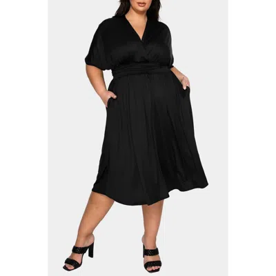 L I V D Cyra Empire Waist Midi Dress In Black