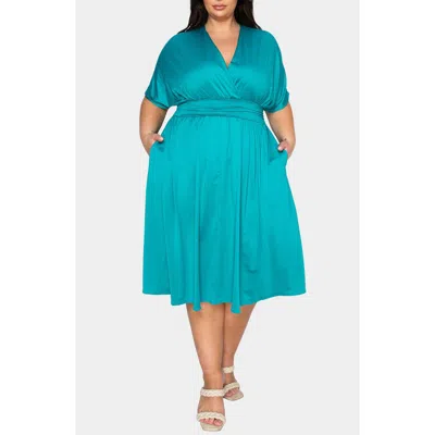L I V D Cyra Empire Waist Midi Dress In Blue