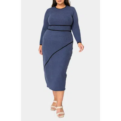 L I V D Elora Rib Sweater Dress In Navy