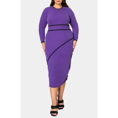 L I V D Elora Rib Sweater Dress In Purple